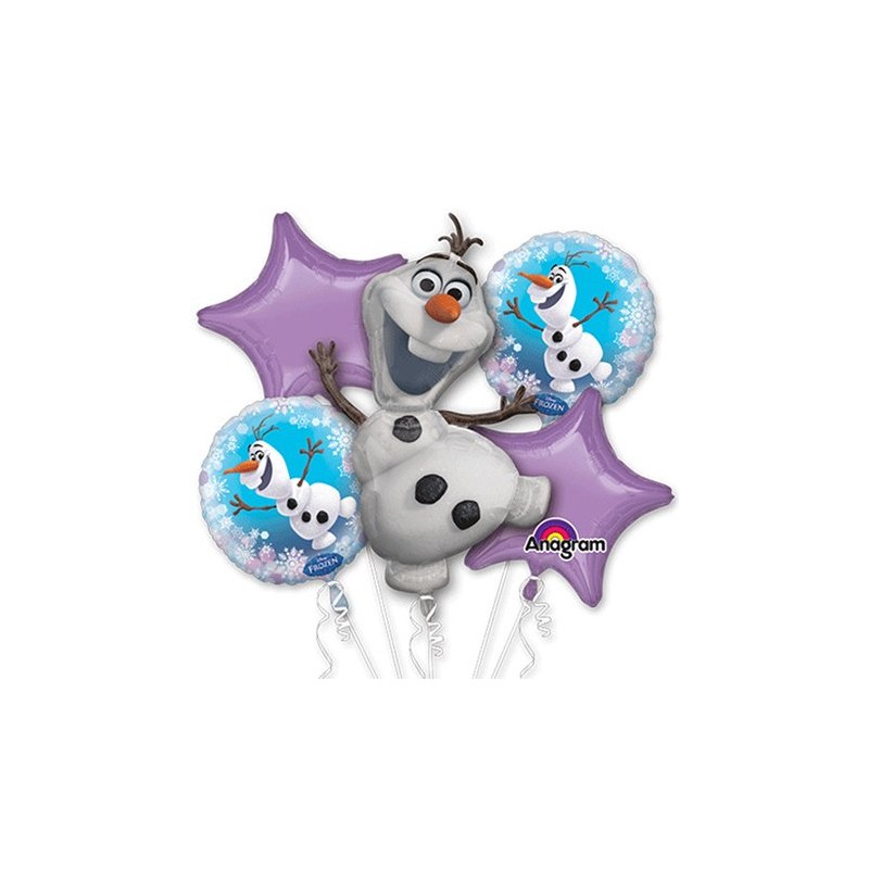 BOUQUET DE 5 BALLONS METALLIQUES OLAF REINE DES NEIGES