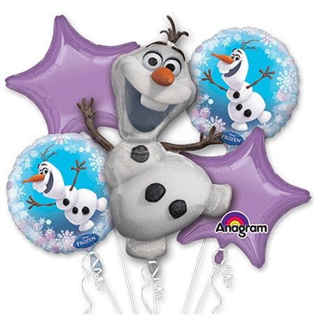 BOUQUET DE 5 BALLONS METALLIQUES OLAF REINE DES NEIGES