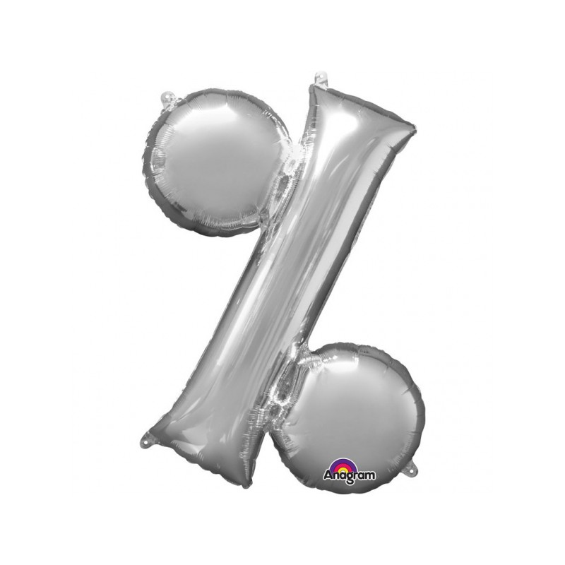 BALLON METALLIQUE 91 CM ARGENT SYMBOLE % POURCENTAGE