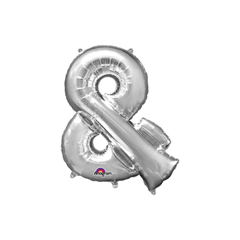 BALLON METALLIQUE 91CM ARGENT SYMBOLE &