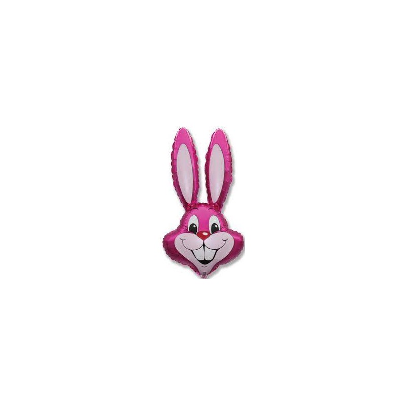 BALLON METALLIQUE TETE DE LAPIN  ROSE 81 CM