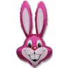 BALLON METALLIQUE TETE DE LAPIN  ROSE 81 CM