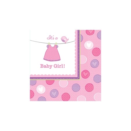 16 SERVIETTES BABY GIRL PETITS HABITS ROSE 33 X 33 CM