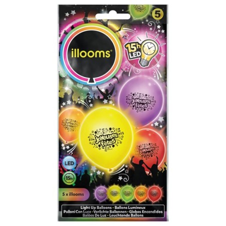 5 BALLONS LED JOYEUSES FETES 23 CM