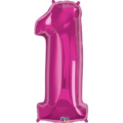 BALLON METALLIQUE CHIFFRE 1 FUSCHIA 86 CM