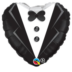 BALLON METALLIQUE COEUR COSTUME HOMME NOIR 46 CM