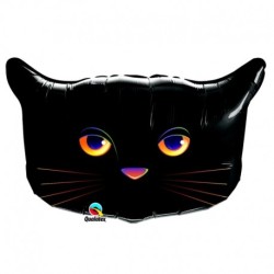 BALLON METALLIQUE TETE DE CHAT NOIR 76 CM