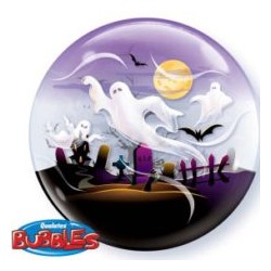 BALLON BUBBLES HALLOWEEN AVEC FANTOMES DIAMETRE 56 CM