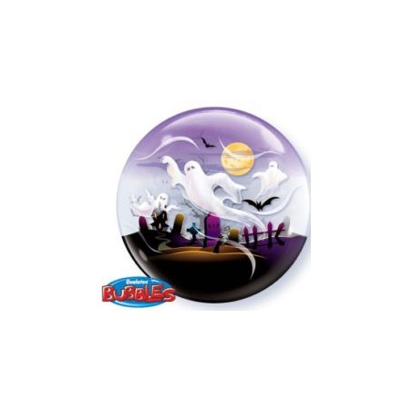 BALLON BUBBLES HALLOWEEN AVEC FANTOMES DIAMETRE 56 CM