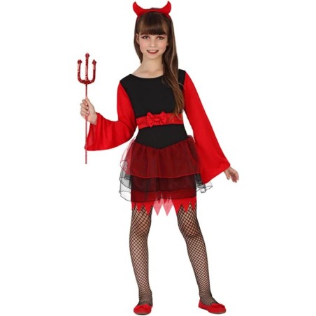 DEGUISEMENT DIABLESSE NOIRE NOEUD ROUGE TAILLE 3/4 ANS