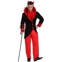 DEGUISEMENT DEMON VESTE-PANTALON ROUGE ET NOIR TAILLE XS-S