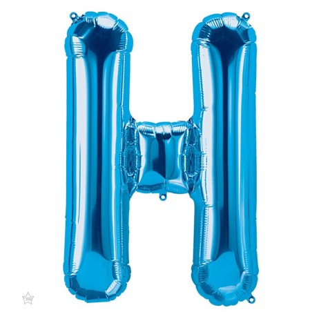 BALLON METALLIQUE LETTRE H BLEU 40 CM