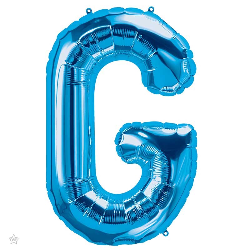 BALLON METALLIQUE LETTRE G BLEU 40 CM