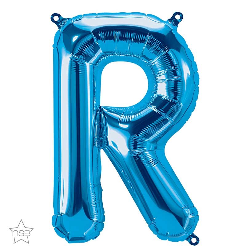 BALLON METALLIQUE LETTRE R BLEU 40 CM