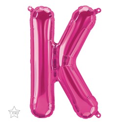 BALLON LETTRE METALLIQUE K FUSCHIA 40 CM