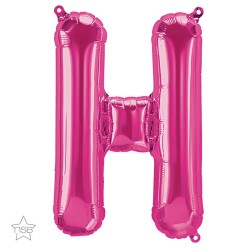 BALLON LETTRE METTALIQUE H FUSCHIA 40 CM