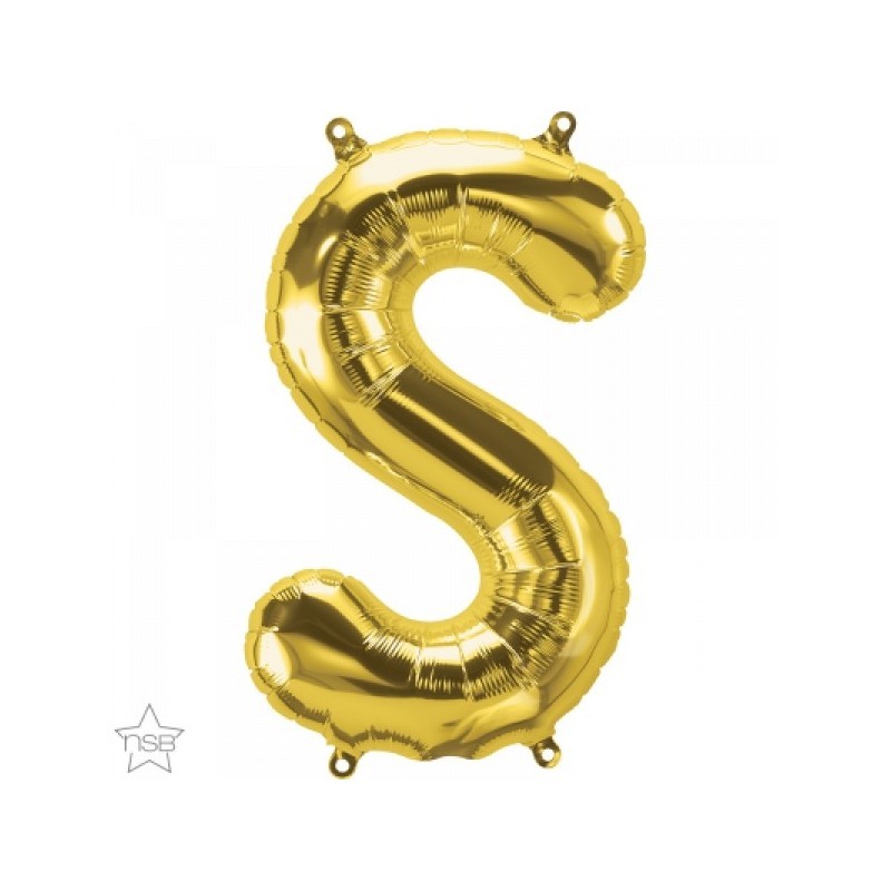 BALLON METALLIQUE LETTRE S OR 41 CM BALLON METALLIQUE LETTRE S OR 41 CM