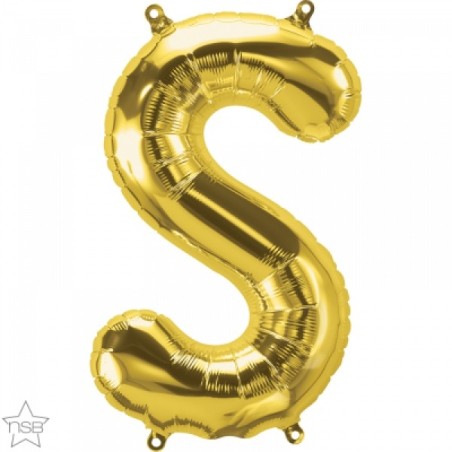 BALLON METALLIQUE LETTRE S OR 41 CM