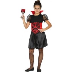 DEGUISEMENT ROBE COURTE GOTHIQUE NOIRE ET ROUGE TAILLE 5/6 ANS