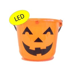 SEAU A BONBONS CITROUILLE LED 22 X 17 CM HALLOWEEN