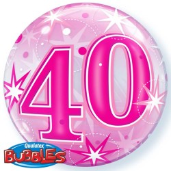 BALLON BUBBLES CHIFFRE 40 ROSE 56 CM