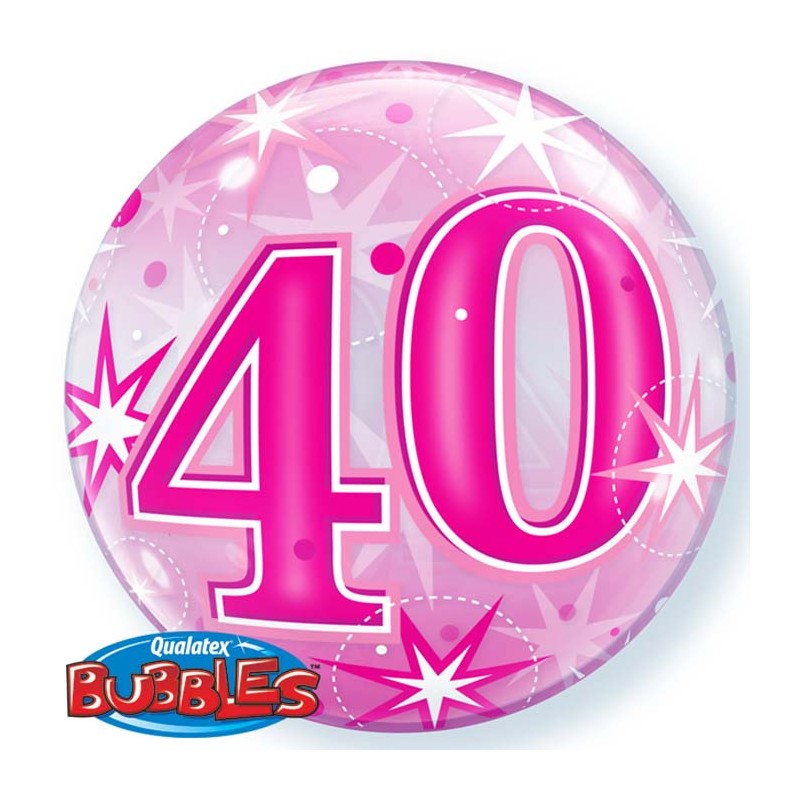 BALLON BUBBLES CHIFFRE 40 ROSE 56 CM