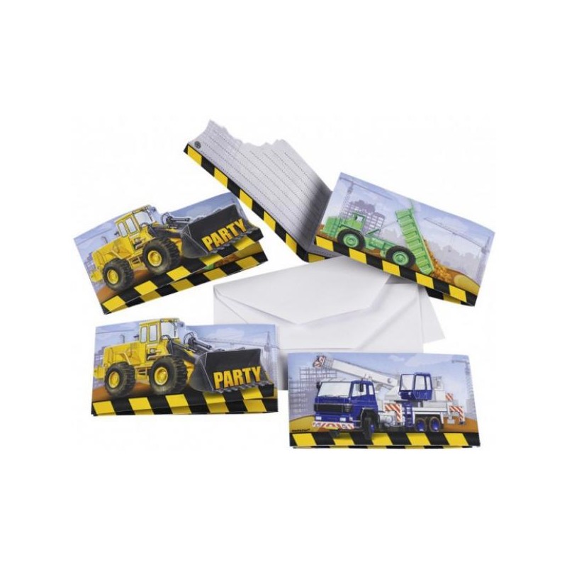 8 CARTES D'INVITATIONS ET ENVELOPPE CONSTRUCTION