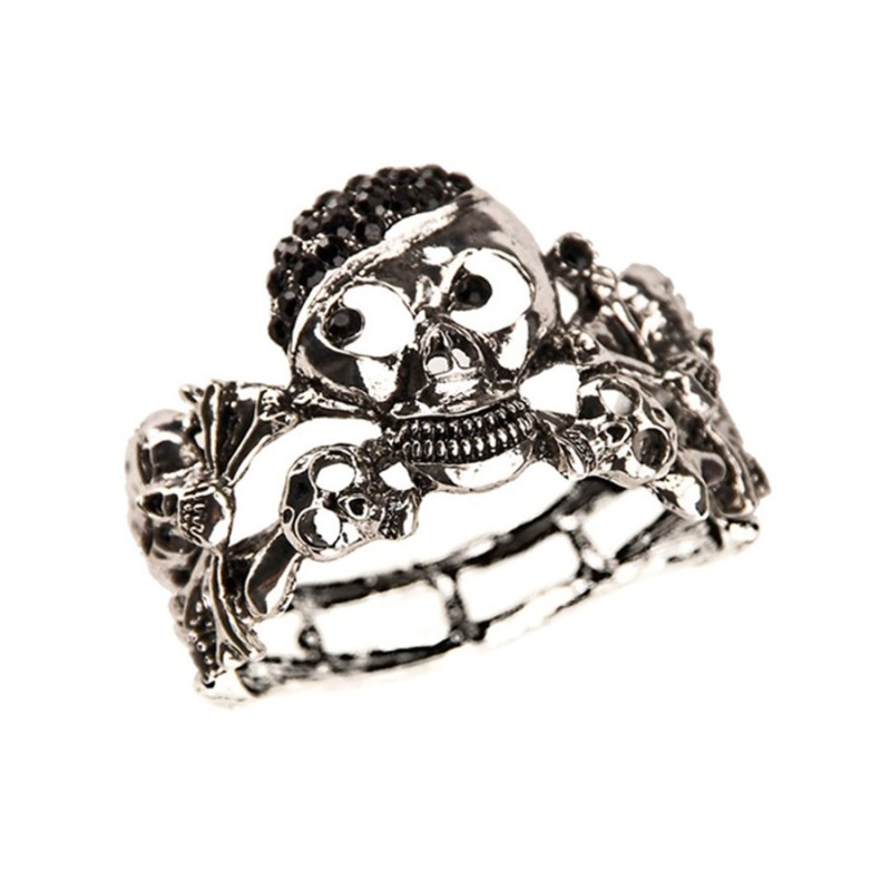 BRACELET TETE DE MORT STRASS NOIR BRACELET TETE DE MORT STRASS NOIR