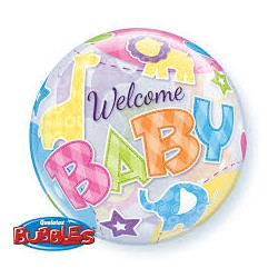 BALLON BUBBLES WELCOME BABY MULTICOLORE 56 CM