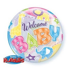 BALLON BUBBLES WELCOME BABY MULTICOLORE 56 CM