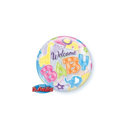 BALLON BUBBLES WELCOME BABY MULTICOLORE 56 CM