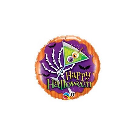 BALLON METALLIQUE HAPPY HALLOWEEN MAIN SQUELETTE 18"