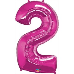 BALLON METALLIQUE CHIFFRE 2 ROSE FUSCHIA 86 CM