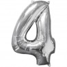 BALLON METALLIQUE CHIFFRE 4 ARGENT 86 CM