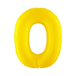 BALLON METALLIQUE CHIFFRE 0 JAUNE 100 CM