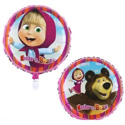 BALLON METALLIQUE ROND  MASHA ET L'OURS  45 CM