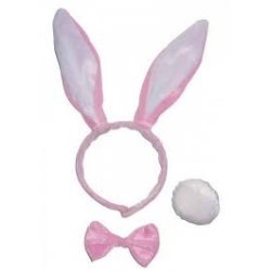 OREILLES DE LAPIN +QUEUE DE LAPIN BLANC / ROSE