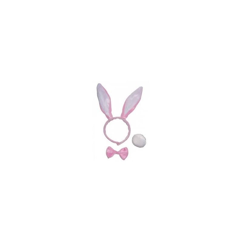 OREILLES DE LAPIN +QUEUE DE LAPIN BLANC / ROSE