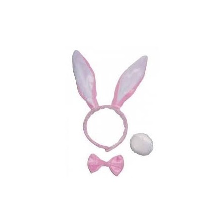 OREILLES DE LAPIN +QUEUE DE LAPIN BLANC / ROSE