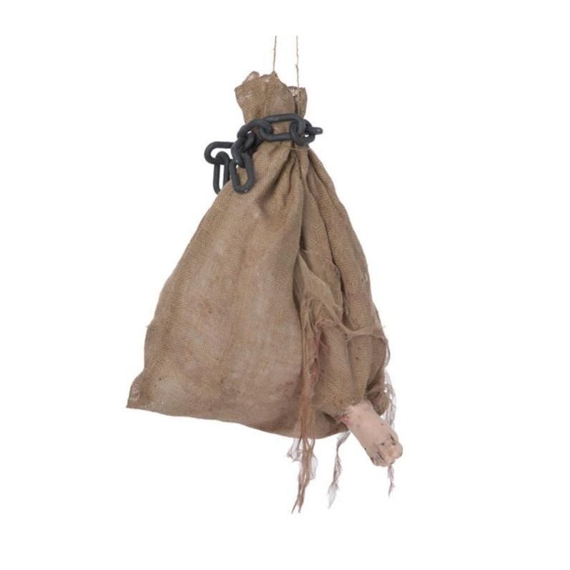 DECORATION HALLOWEEN SAC DE PIEDS VIBRANTS EN JUTE 75 CM