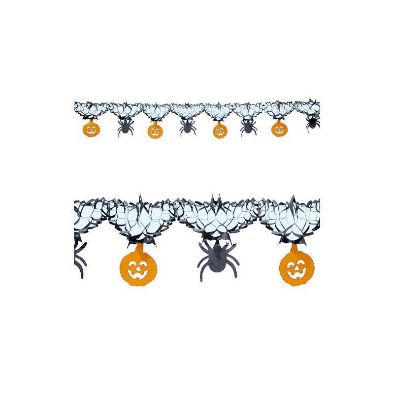 GUIRLANDE PAPIER HALLOWEEN CITROUILLES ET ARAIGNEES 3 METRES