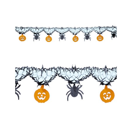 GUIRLANDE PAPIER HALLOWEEN CITROUILLES ET ARAIGNEES 3 METRES