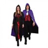 DEGUISEMENT CAPE LUXE REVERSIBLE DOUBLEE VIOLET ET NOIR AVEC CAPUCHE