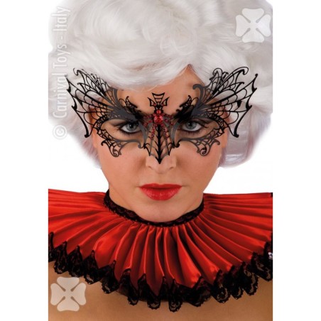 MASQUE METAL ARAIGNEE NOIRE STRASS ROUGE OU BLANC