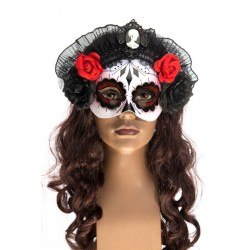 MASQUE CATRINA DAY OF THE DEAD DECOR FLEUR ET SQUELETTE