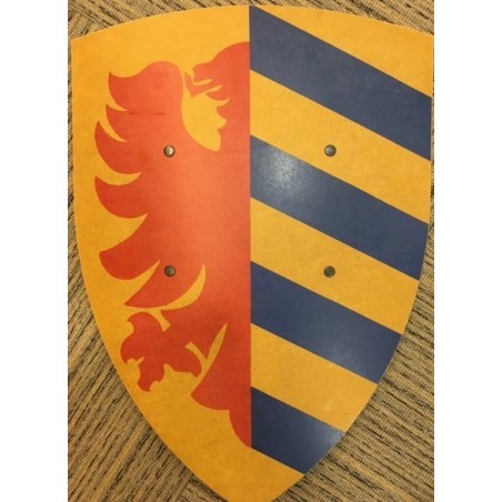 GRAND BOUCLIER LANCELOT BLEU JAUNE EN BOIS