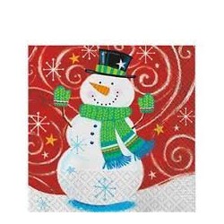 SERVIETTES BONHOMME DE NEIGE 33 X 33 CM