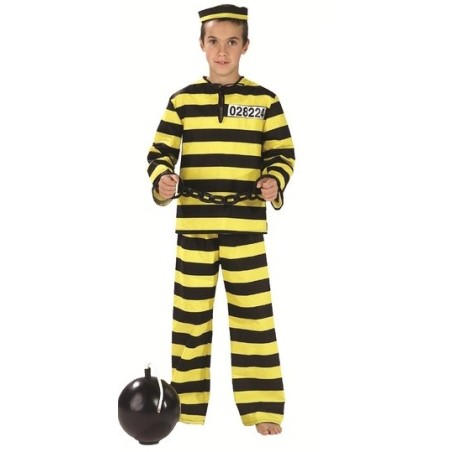 DEGUISEMENT PRISONNIER NOIR ET JAUNE DALTON TAILLE 8 ANS