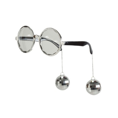 LUNETTE RONDE DISCO AVEC BOULE A FACETTE ARGENT