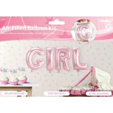 BALLON METALLIQUE A AIR GIRL ROSE 36 CM